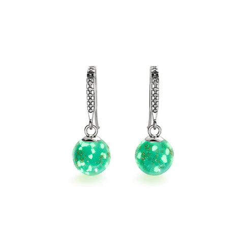 Cactus | .925 Sterling Silver | Firefly Glass Huggie Earrings